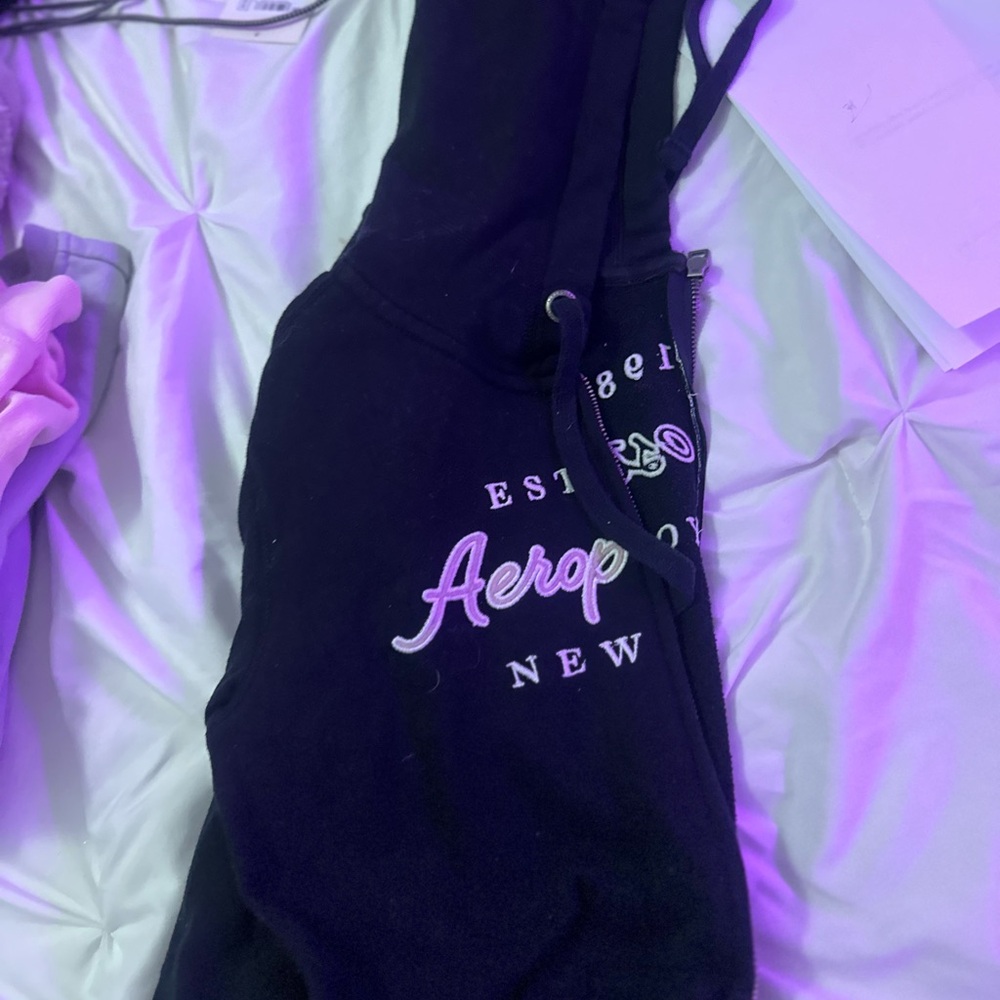 Aeropostale Black and White Graphic Hoodie